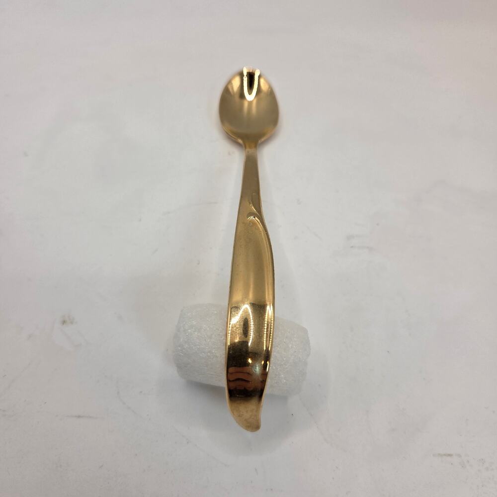 Vintage 1970s IIS International Silver Gold Tone Mustache Cup Hanging Tea Spoon